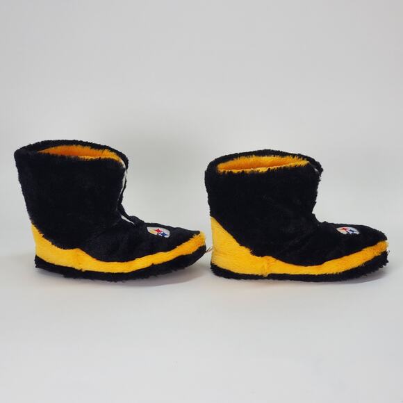 Pittsburgh Steelers High Ankle Front Zip Slippers Size Large Black Gold Foco - Picture 4 of 10